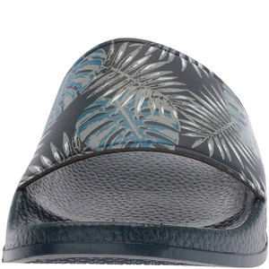 Kenneth Cole Reaction Men's Palm-Print Slide Sandals Navy Grey 7 M